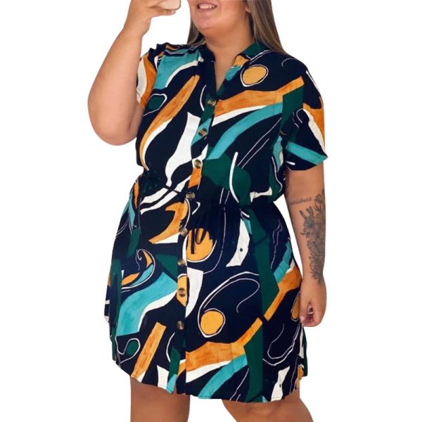 Plus Size Women Clothes Shirt Spring Summer Short Sleeve Office High-End Digital Printing Shirt