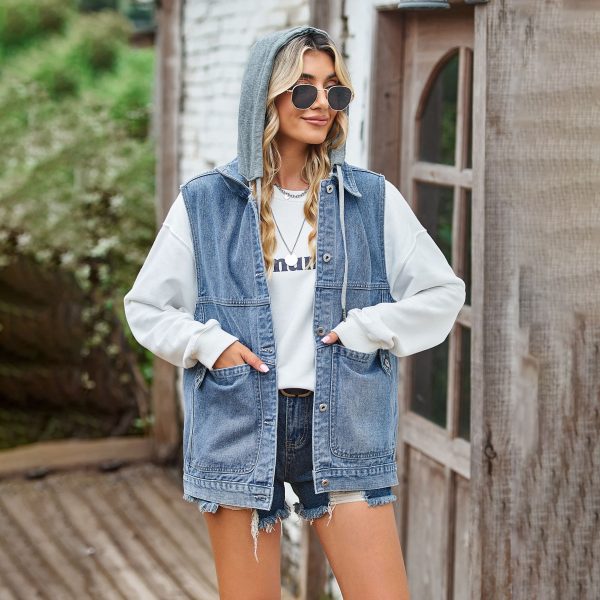 Women Clothing Loose Denim Waistcoat Vest Casual Vest