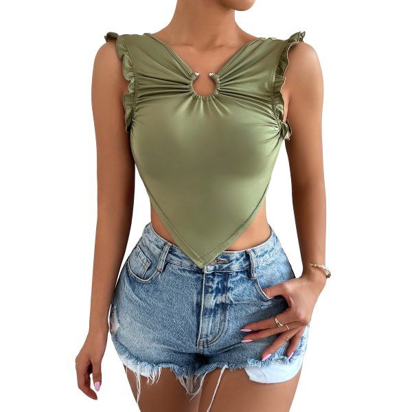 Women Clothing Design Backless Lace-up Vest Women Inner Wear Outer Wear Summer Base Vest T-shirt Top