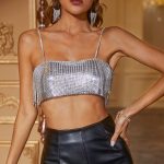 Women Clothing Sexy Metal Camisole Women Sexy Tassel Chain Halter Backless Top Women