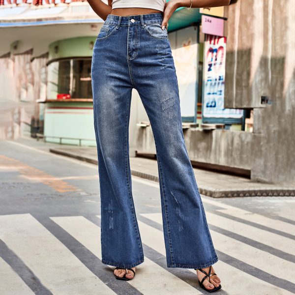 All Match Mid Waist Washed Skinny Denim Pants Casual Pants Women