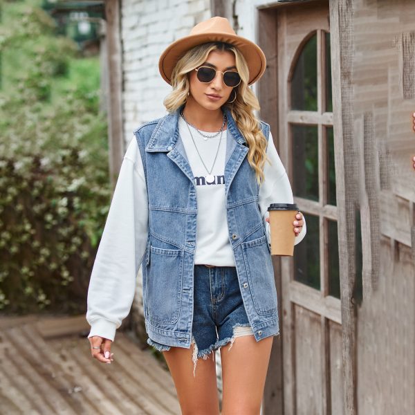 Women Clothing Loose Denim Waistcoat Vest Casual Vest