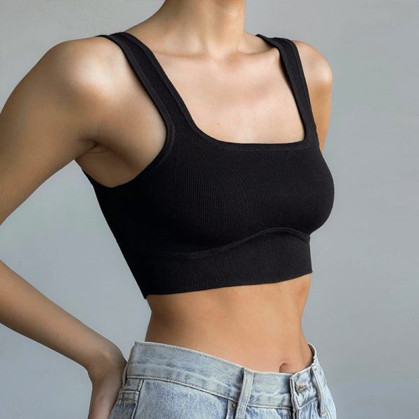 Women Clothing Summer Solid Color Sleeveless Short Tube Top Sexy All Match T Shirt