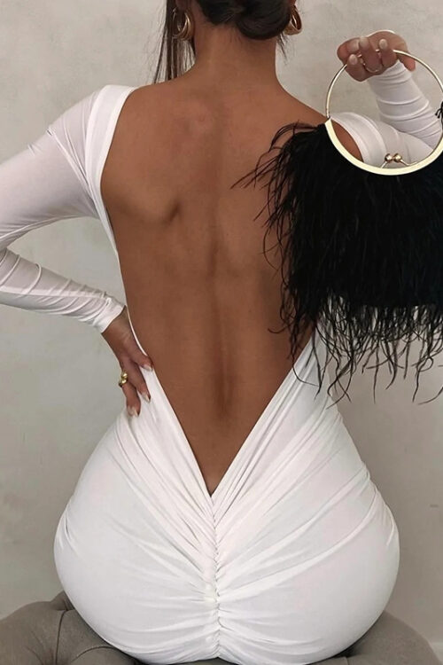 Women Clothing Sexy Backless Tight Dr...