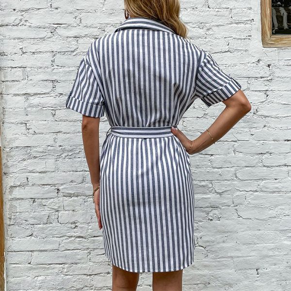 Summer Women Clothing Design Short Shirt Striped Dress