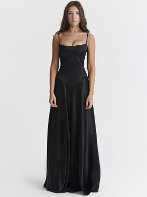 Women Wear Sexy Sling Dress Slim Fit Backless Maxi Dress Black Dress Women Evening Dress