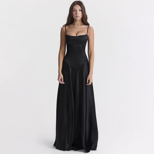 Women Wear Sexy Sling Dress Slim Fit Backless Maxi Dress Black Dress Women Evening Dress