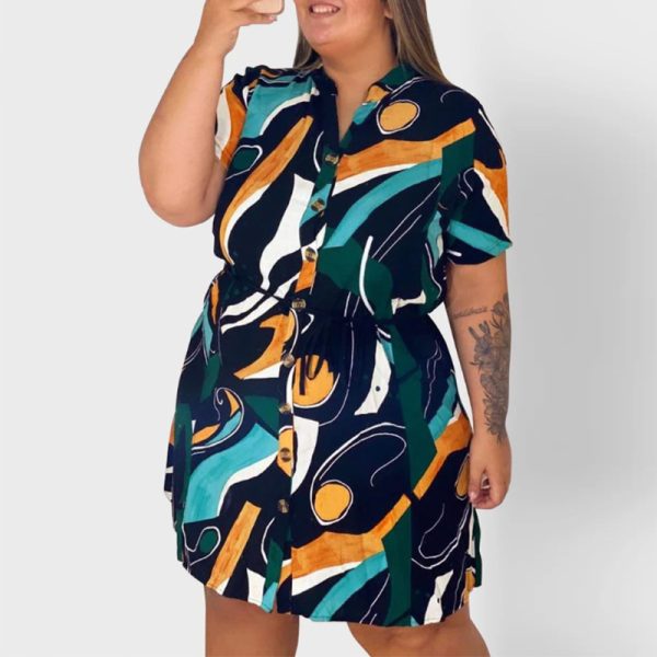 Plus Size Women Clothes Shirt Spring Summer Short Sleeve Office High-End Digital Printing Shirt