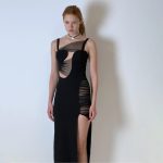 Summer Black Low Elastic Mesh Mini Dress Women Clothing Strap Maxi Dress