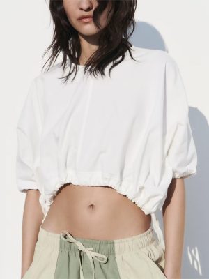 Pleated Shirt Korean Women Clothing Summer Bow Pullover White Short Sleeve