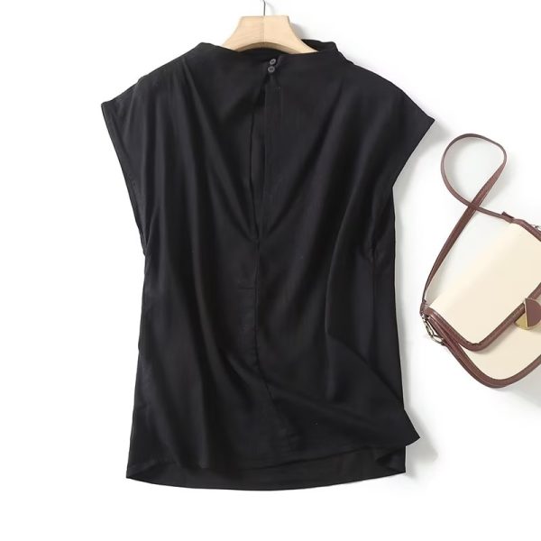 Summer Elegant Slim High End Fashionable T shirt Black All Matching Peplum Top