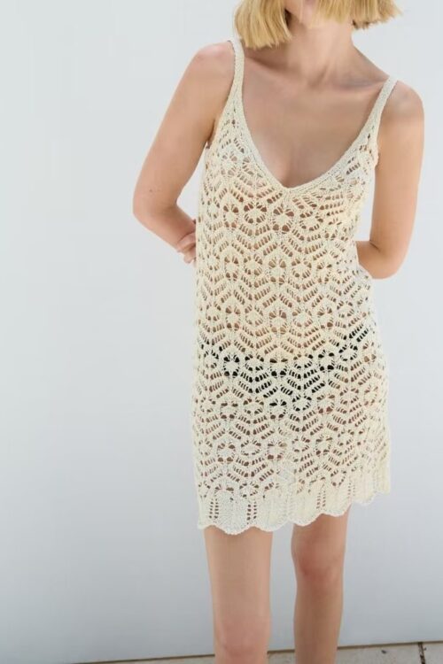 Summer Women Street Texture Knitted Mini Dress