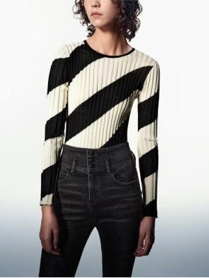 Winter Contrast Color Bottoming Slim Sweater Women