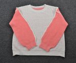 Autumn Casual Sweater Loose Crew Neck Two Colors Contrast Color Knitwear Top