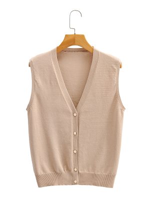 Knitted Sweater Vest Cardigan Sleeveless