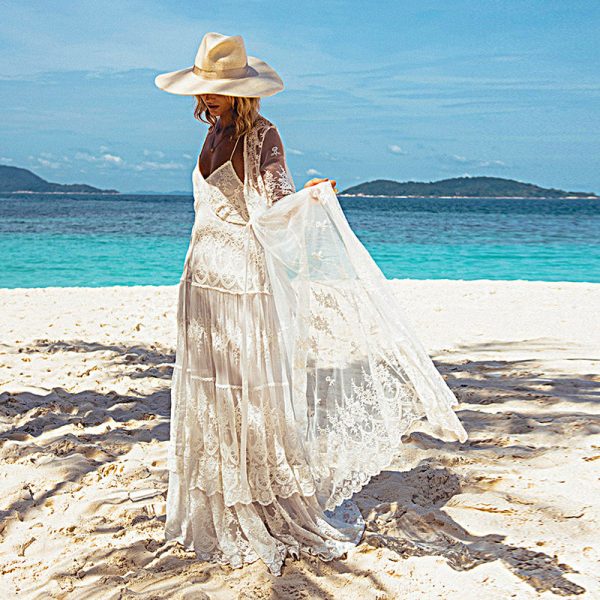 Lace Length Shirt Loose Sun Protection Beach Cardigan Maxi Dress Swimsuit Boho Summer Outfits