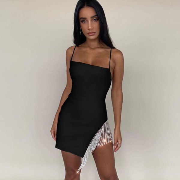 Summer Women Pendant Hem Sling Off-neck Sexy Backless Dress