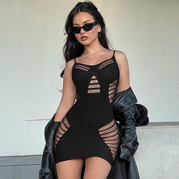 Women Clothing Spring Summer Sexy Cutout Slim Fit Backless Slim Dress