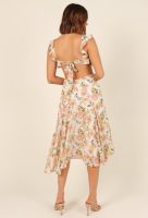 Spring Summer Sleeveless Lace up Backless Printed Dress Women  Clothing