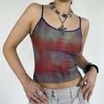 Tie Dyed Colorful Small Sling Women Sexy Outerwear Backless Bottoming Vest Inner Match Sleeveless Short Top Summer