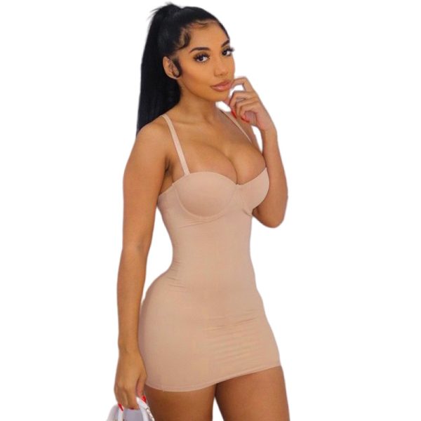 Women Wear Winter Solid Color Sexy Strap Backless Sheath Dress for Women