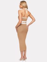 Rope Halter Backless Hollow Out Cutout Sexy Women  Tight Rib Dress