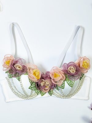 Nordic Three Dimensional Floral Boning Corset Corset Big Backless Sexy Wrapped Chest Nightclub Nightclub Short Chanel Sling