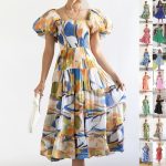 Holiday Sexy Slim Fit Backless Large Swing Dress off-Neck Printed Dress Summer