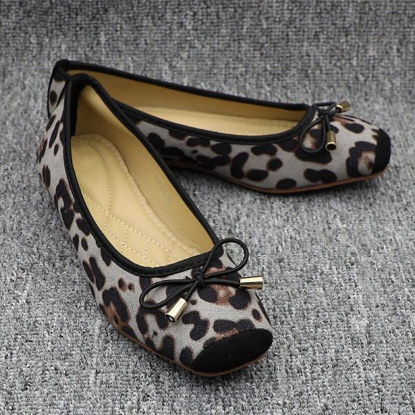 Vanessas Woman Leopard Ballet Women Flat Shoes Slip on Loafers