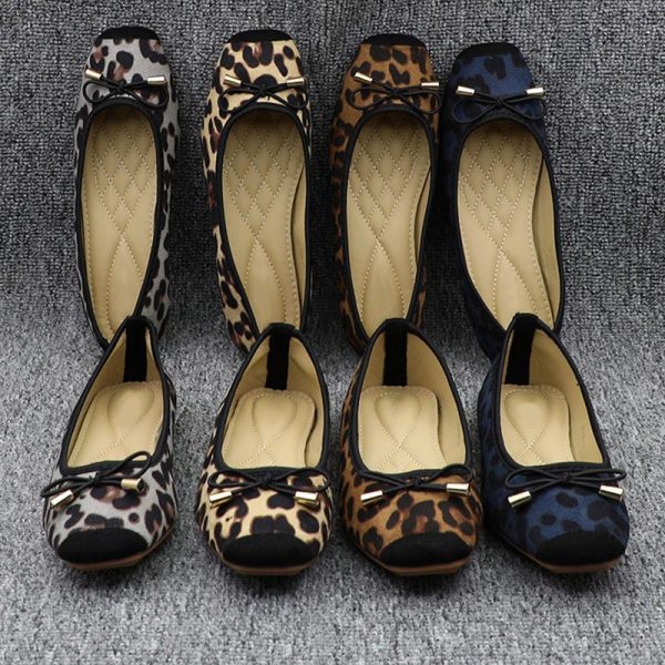 Vanessas Woman Leopard Ballet Women Flat Shoes Slip on Loafers