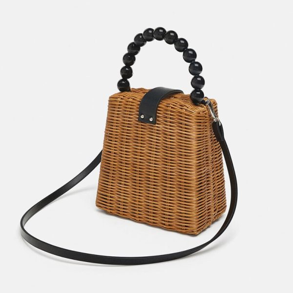 Brand Designer bead hand-woven straw bag women small Tote Bags