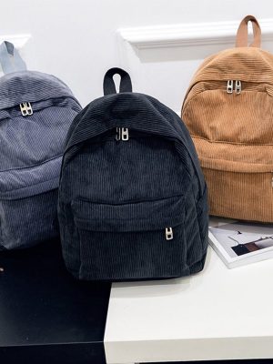 Vanessa's Corduroy Pure Color Travel Backpack
