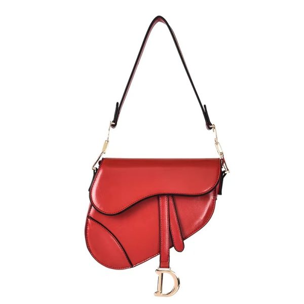 Luxury PU Leather Saddle Bag for Women - Designer Fashion Shoulder Crossbody Handbag with Wide Strap