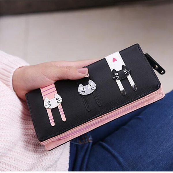 New Fashion Envelope Women Wallet Cat Cartoon Wallet Long Creative Female Card Holder