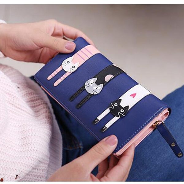 New Fashion Envelope Women Wallet Cat Cartoon Wallet Long Creative Female Card Holder