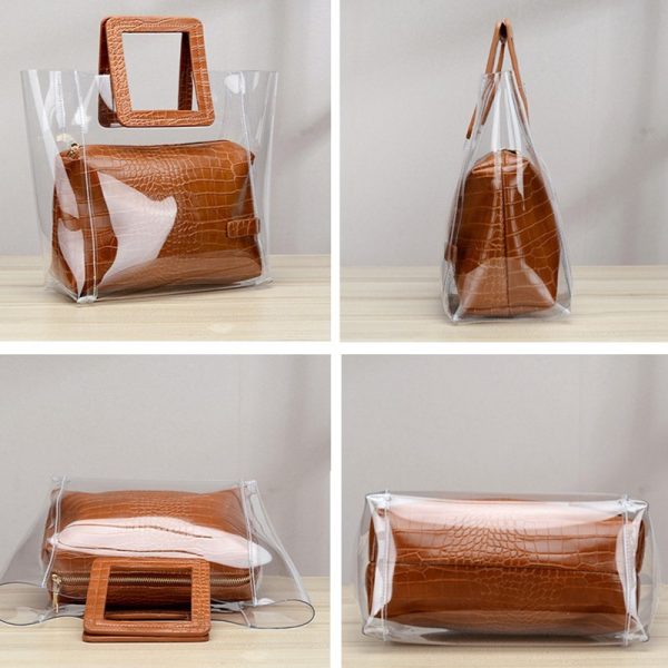 New Summer PVC Transparent Lady Handbag and Purse Jelly Women's Beach Bag Crocodile Waterproof Brand Design Women Tote