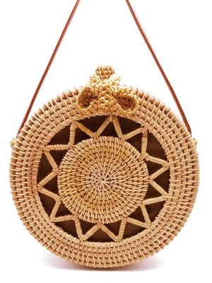 Women Summer Rattan Bag Handmade Round Straw Bags