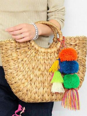 High quality tassel Rattan Bag beach bag straw totes bag bucket summer bags