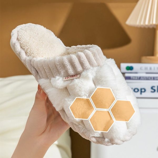 Woman Winter Home Slippers Woman Checkered Cotton Shoes Female Casual Comfortable Non-slip Slippers