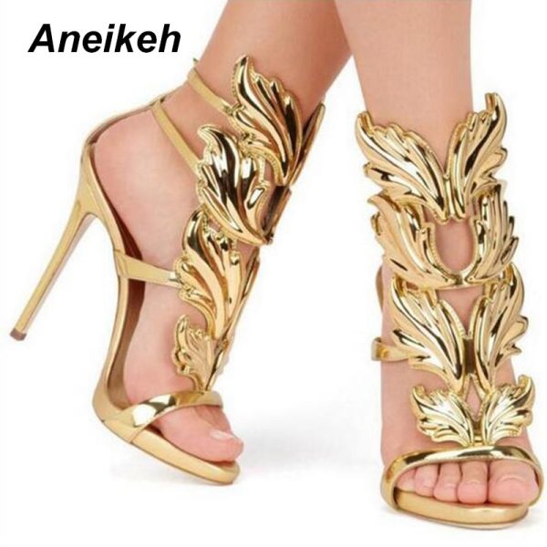 Golden front stylish high heels for women