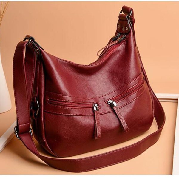 Soft Leather LUXURY bags handbags women famous brands Solid Double Zipper Bag