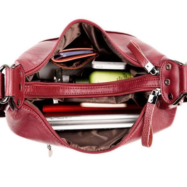 Soft Leather LUXURY bags handbags women famous brands Solid Double Zipper Bag