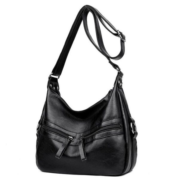 Soft Leather LUXURY bags handbags women famous brands Solid Double Zipper Bag