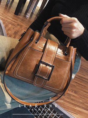 Women Handbag Ladies Soft Pu Leather Bag Pin Type Women Solid Fashion Shoulder Bags Metal Handle Casual Tote Bag