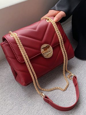 Chain PU Soft Leather Solid Color Crossbody Bags