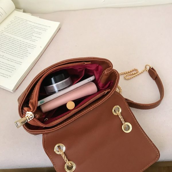 Chain PU Soft Leather Solid Color Crossbody Bags