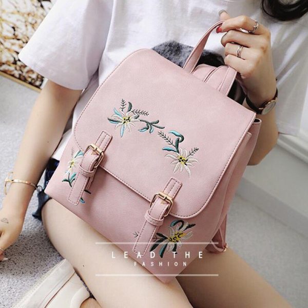 Vanessa's Floral PU Leather Teen Backpack