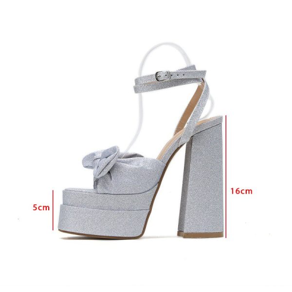 Fashion Sandals Women's Square High Heels Woman Bowknot High Heels