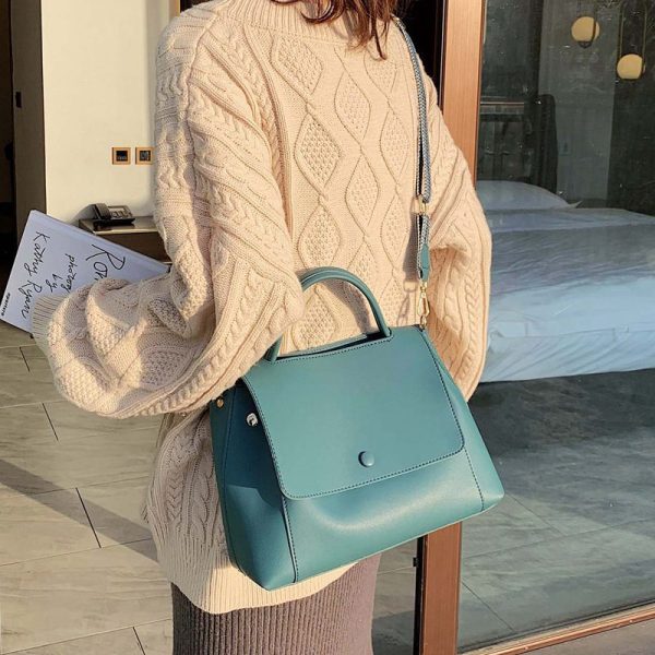 Fashion Simply PU Leather Crossbody Bags For Women Solid Color Shoulder Messenger Bag