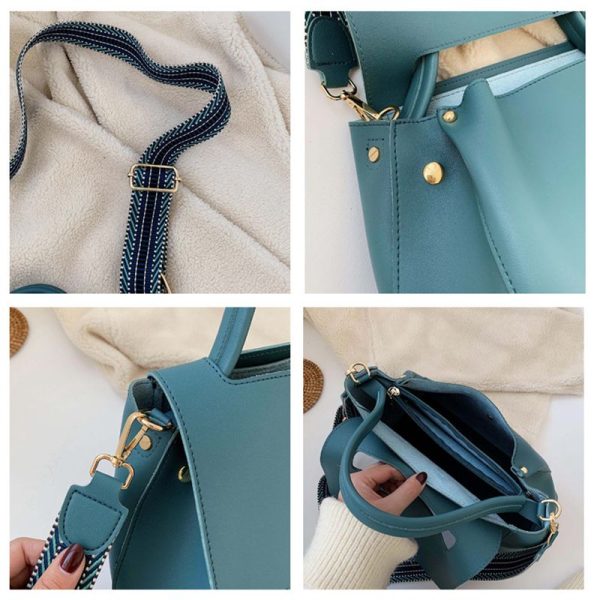 Fashion Simply PU Leather Crossbody Bags For Women Solid Color Shoulder Messenger Bag